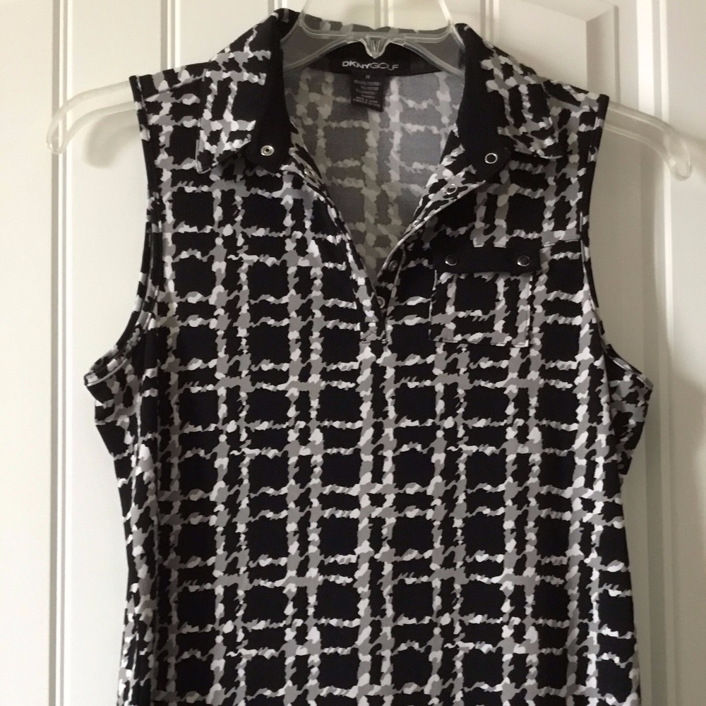 DKNY Black & Silver sleeveless Golf Shirt
